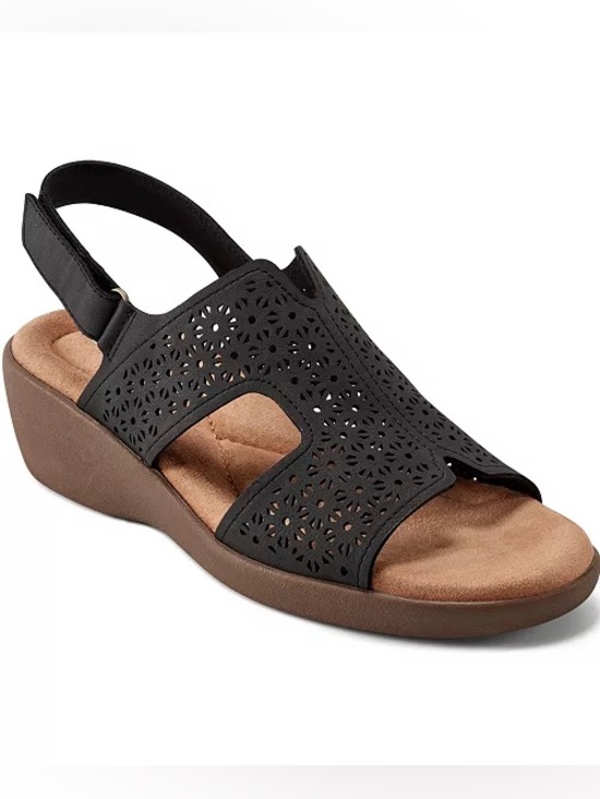Easy Spirit Shoes - ♥️♥️ Easy Spirit Women’s Kali Low Wedge Round Toe Slingback Sandal - Black